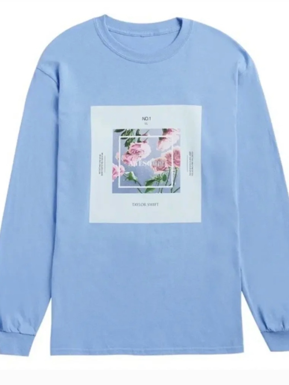 Taylor Swift Lover Me! Light Blue Long Sleeve TShirt NEW Large